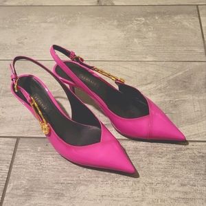 Hot Pink Medusa Colido Slingback Kitty Heels